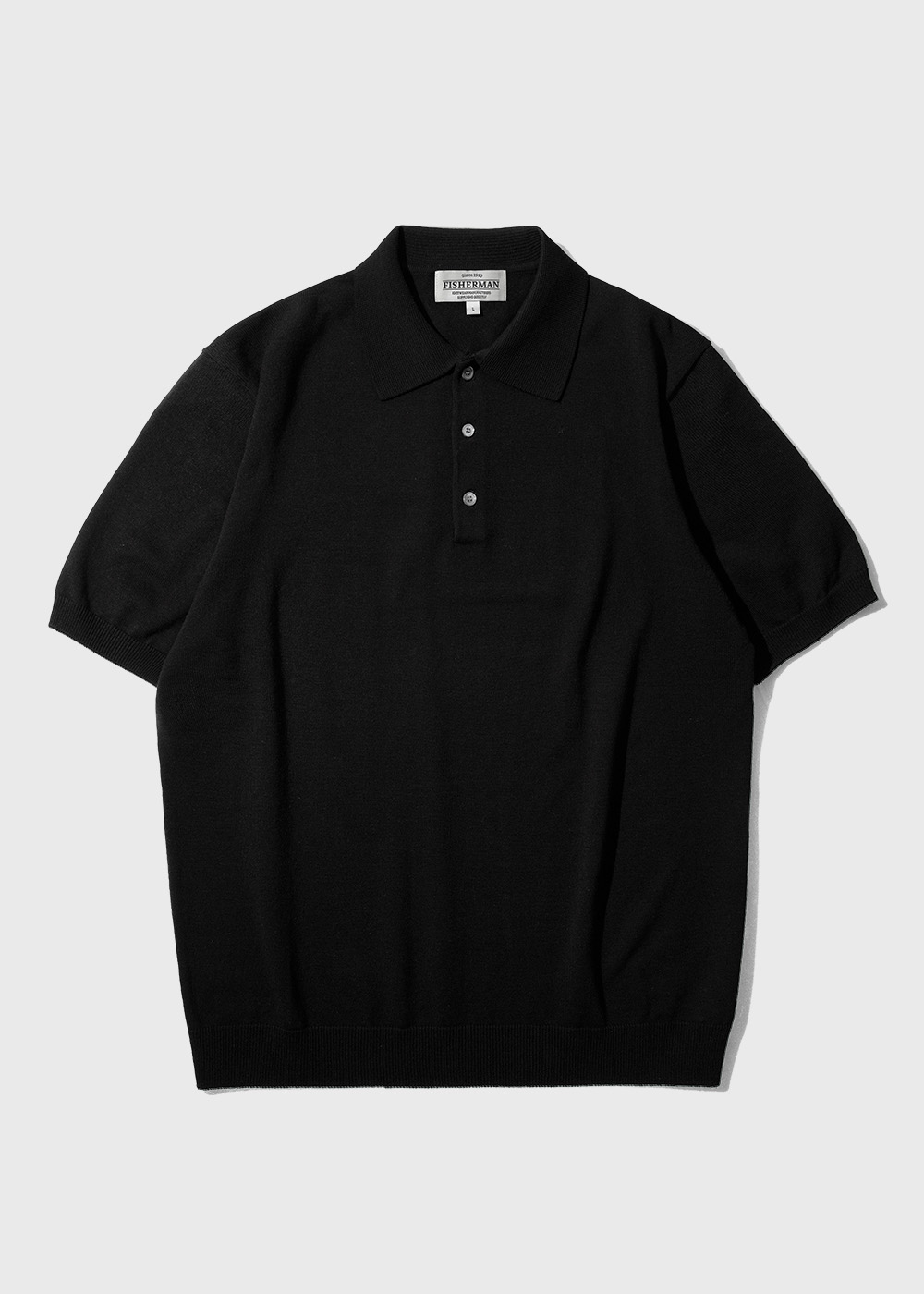 Cotton Blended High Twisted Short Sleeve Polo Knit _ black