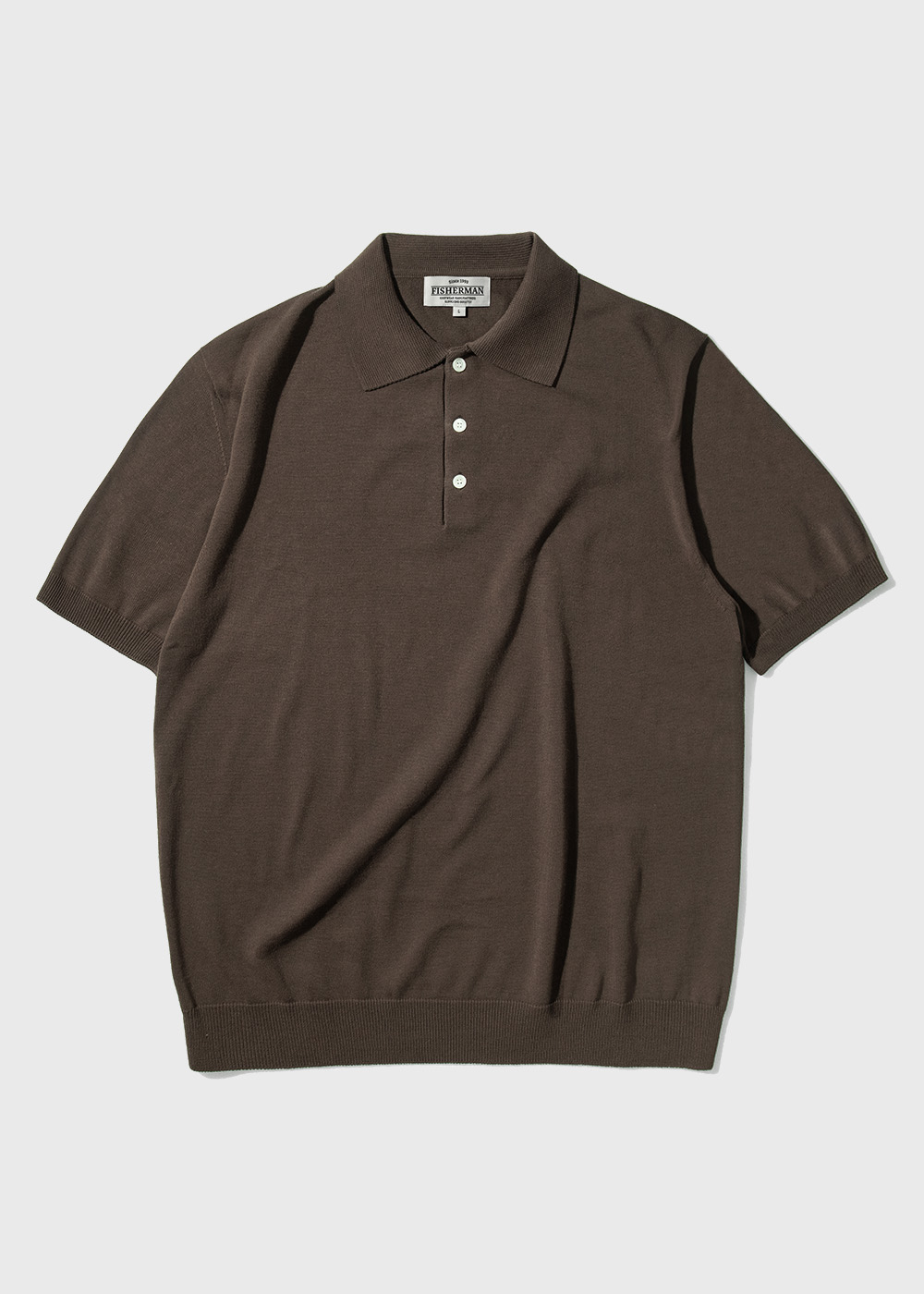 Cotton Blended High Twisted Short Sleeve Polo Knit _ dark brown